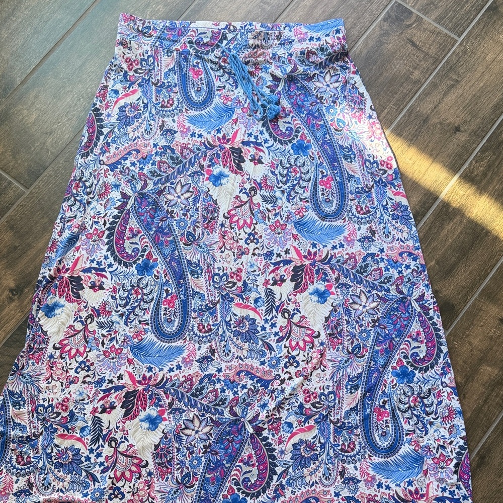 Tommy Bahama Blue and Pink Paisley Maxi Skirt